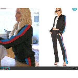 Pam & Gela Black Pants with Red and Blue Stripes